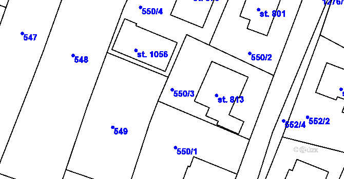 Parcela st. 550/3 v KÚ Kaznějov, Katastrální mapa