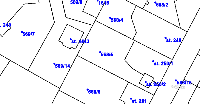 Parcela st. 568/5 v KÚ Kaznějov, Katastrální mapa