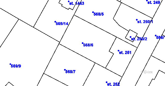 Parcela st. 568/6 v KÚ Kaznějov, Katastrální mapa