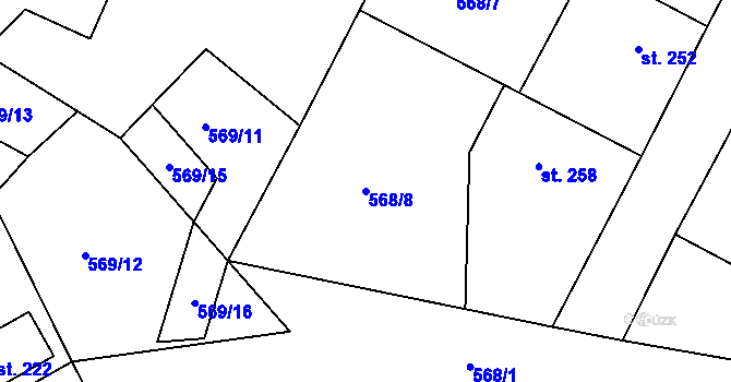 Parcela st. 568/8 v KÚ Kaznějov, Katastrální mapa
