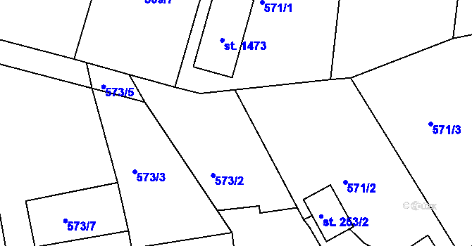 Parcela st. 571/4 v KÚ Kaznějov, Katastrální mapa