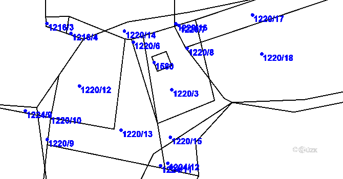 Parcela st. 1220/3 v KÚ Kaznějov, Katastrální mapa