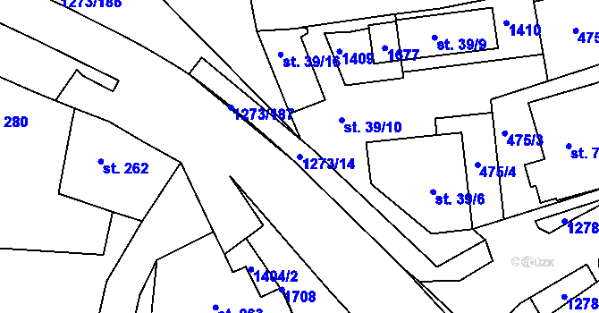 Parcela st. 1273/14 v KÚ Kaznějov, Katastrální mapa