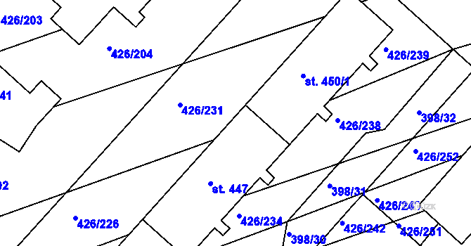 Parcela st. 448/1 v KÚ Kaznějov, Katastrální mapa