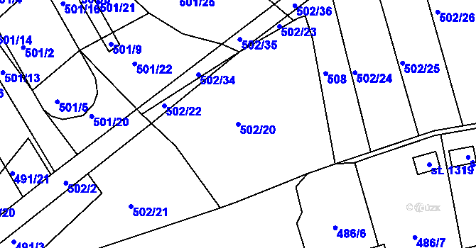 Parcela st. 502/20 v KÚ Kaznějov, Katastrální mapa