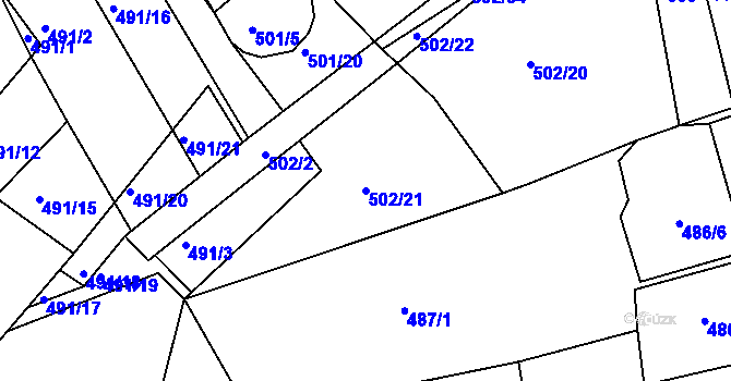 Parcela st. 502/21 v KÚ Kaznějov, Katastrální mapa