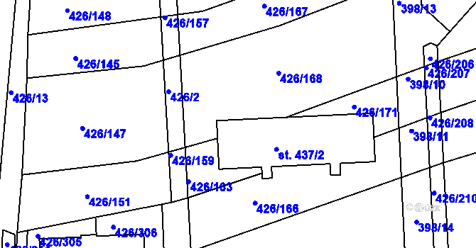 Parcela st. 437/1 v KÚ Kaznějov, Katastrální mapa