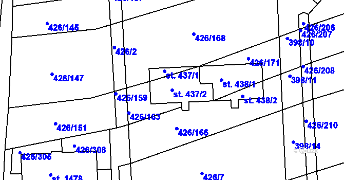 Parcela st. 437/2 v KÚ Kaznějov, Katastrální mapa