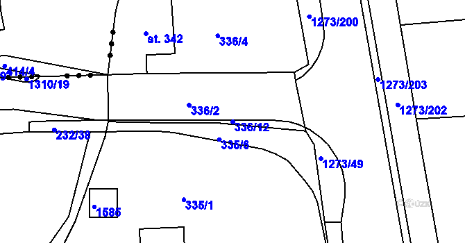 Parcela st. 336/12 v KÚ Kaznějov, Katastrální mapa