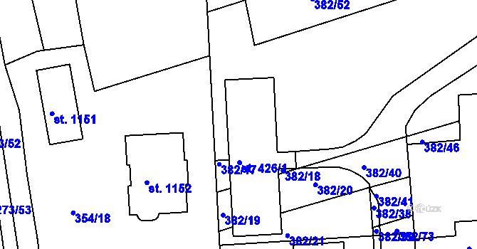 Parcela st. 426/1 v KÚ Kaznějov, Katastrální mapa