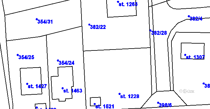 Parcela st. 382/27 v KÚ Kaznějov, Katastrální mapa