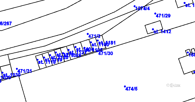 Parcela st. 471/30 v KÚ Kaznějov, Katastrální mapa