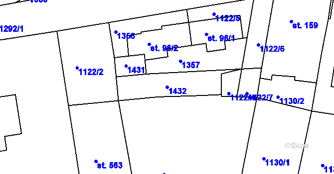 Parcela st. 1432 v KÚ Kaznějov, Katastrální mapa