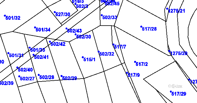 Parcela st. 502/32 v KÚ Kaznějov, Katastrální mapa