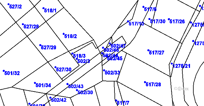 Parcela st. 502/44 v KÚ Kaznějov, Katastrální mapa