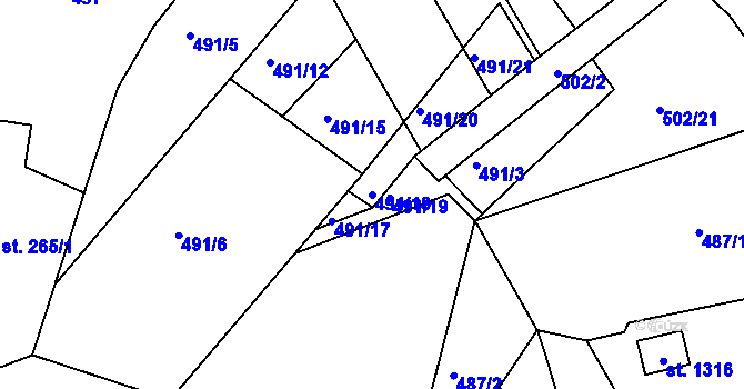 Parcela st. 491/18 v KÚ Kaznějov, Katastrální mapa