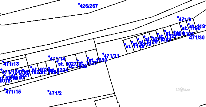 Parcela st. 471/31 v KÚ Kaznějov, Katastrální mapa