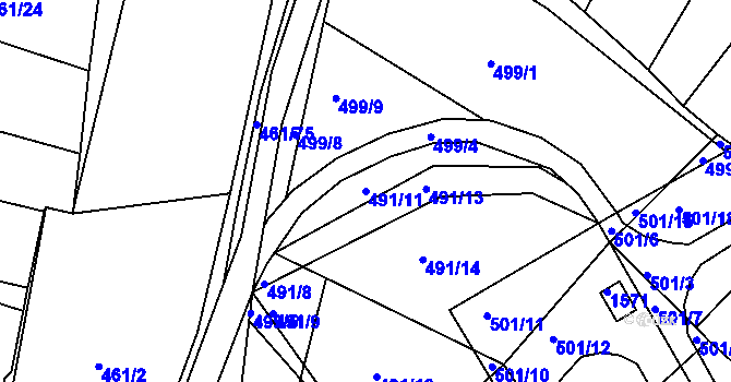 Parcela st. 491/11 v KÚ Kaznějov, Katastrální mapa