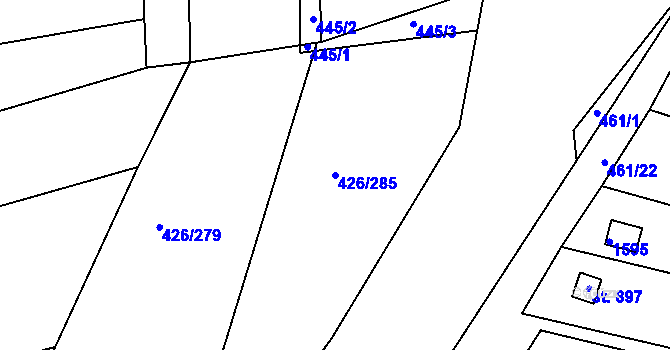 Parcela st. 426/285 v KÚ Kaznějov, Katastrální mapa