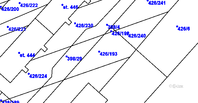Parcela st. 426/193 v KÚ Kaznějov, Katastrální mapa
