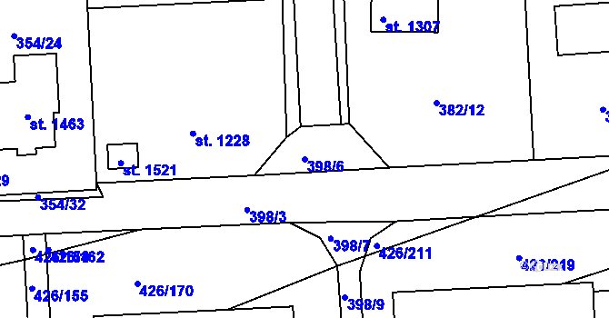 Parcela st. 398/6 v KÚ Kaznějov, Katastrální mapa
