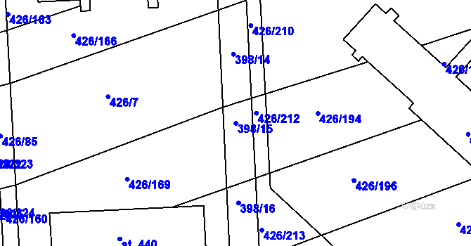 Parcela st. 398/15 v KÚ Kaznějov, Katastrální mapa