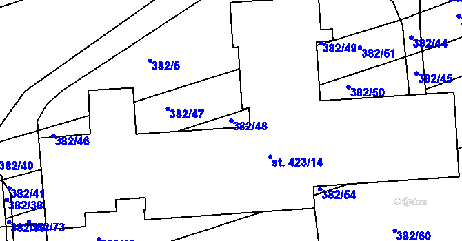 Parcela st. 382/48 v KÚ Kaznějov, Katastrální mapa