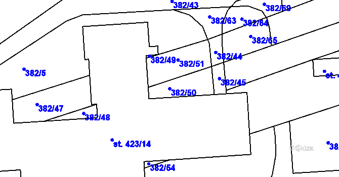 Parcela st. 382/50 v KÚ Kaznějov, Katastrální mapa
