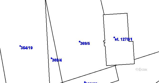 Parcela st. 369/5 v KÚ Kaznějov, Katastrální mapa