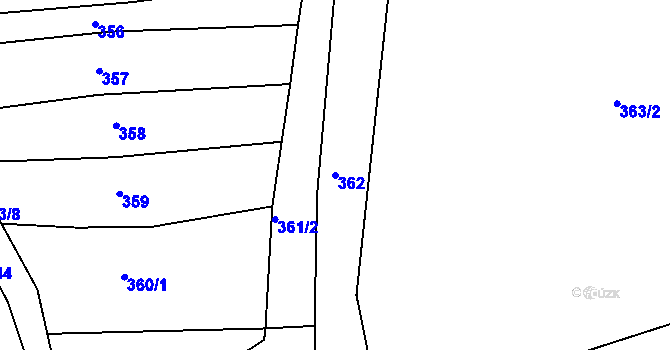 Parcela st. 362 v KÚ Kaznějov, Katastrální mapa