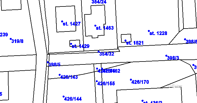 Parcela st. 354/32 v KÚ Kaznějov, Katastrální mapa