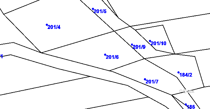 Parcela st. 201/6 v KÚ Kaznějov, Katastrální mapa