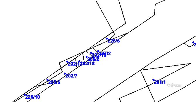 Parcela st. 207/2 v KÚ Kaznějov, Katastrální mapa