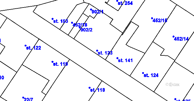 Parcela st. 123 v KÚ Kbel, Katastrální mapa