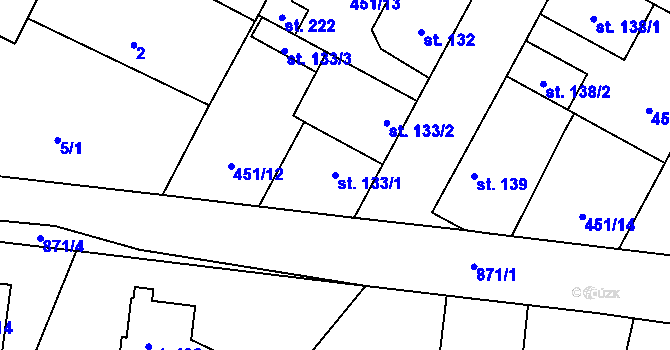 Parcela st. 133/1 v KÚ Kbel, Katastrální mapa