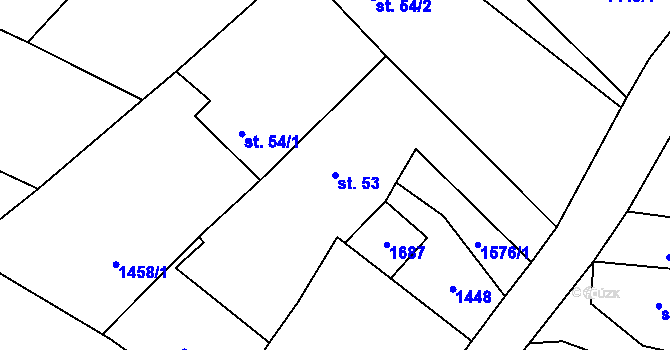 Parcela st. 53 v KÚ Kbel u Přeštic, Katastrální mapa
