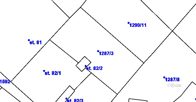 Parcela st. 1287/3 v KÚ Kbel u Přeštic, Katastrální mapa