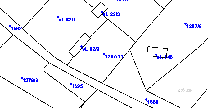 Parcela st. 1287/11 v KÚ Kbel u Přeštic, Katastrální mapa