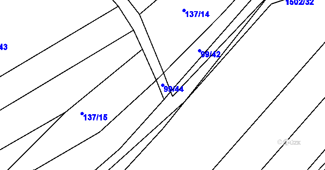 Parcela st. 99/44 v KÚ Kbel u Přeštic, Katastrální mapa
