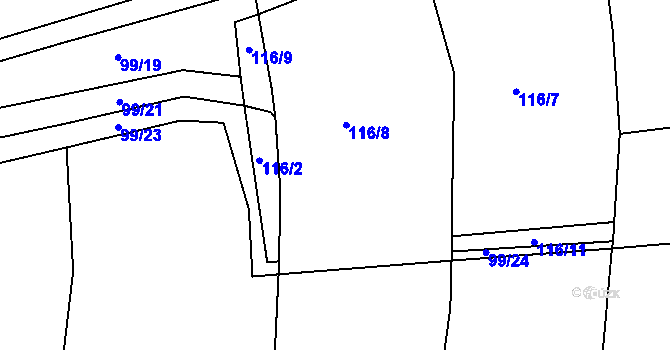 Parcela st. 116/12 v KÚ Kbel u Přeštic, Katastrální mapa