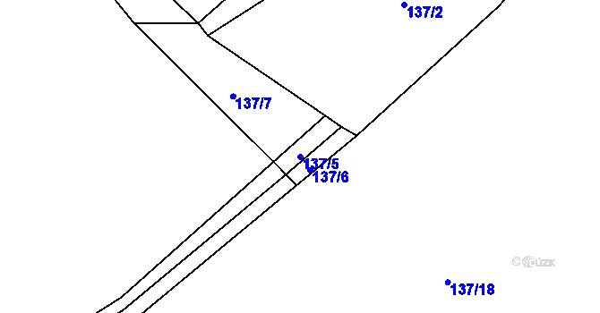 Parcela st. 137/5 v KÚ Kbel u Přeštic, Katastrální mapa
