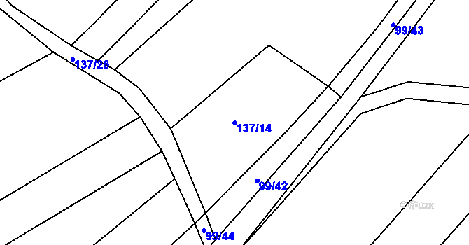 Parcela st. 137/14 v KÚ Kbel u Přeštic, Katastrální mapa
