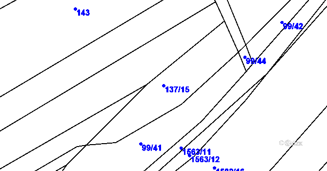Parcela st. 137/15 v KÚ Kbel u Přeštic, Katastrální mapa