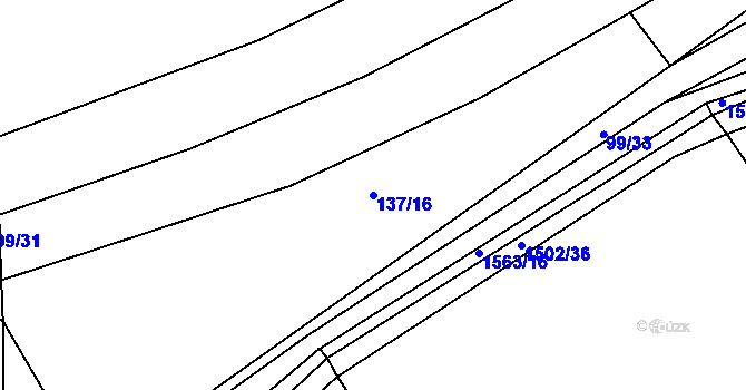 Parcela st. 137/16 v KÚ Kbel u Přeštic, Katastrální mapa