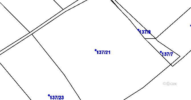 Parcela st. 137/21 v KÚ Kbel u Přeštic, Katastrální mapa