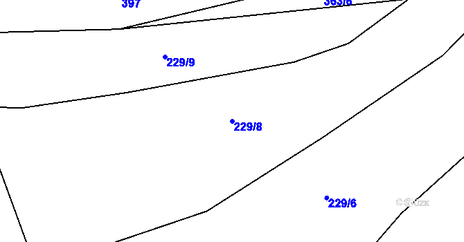 Parcela st. 229/8 v KÚ Kbel u Přeštic, Katastrální mapa