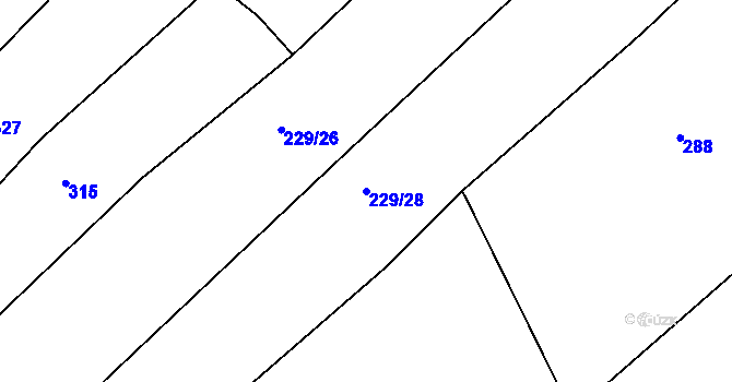 Parcela st. 229/28 v KÚ Kbel u Přeštic, Katastrální mapa