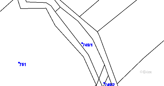 Parcela st. 749/1 v KÚ Kbel u Přeštic, Katastrální mapa