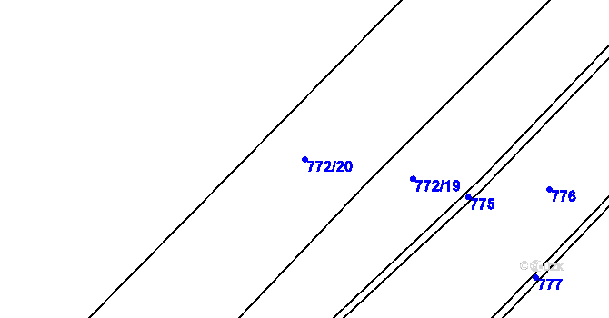 Parcela st. 772/20 v KÚ Kbel u Přeštic, Katastrální mapa