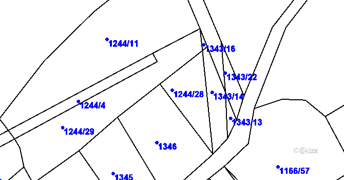 Parcela st. 1244/28 v KÚ Kbel u Přeštic, Katastrální mapa